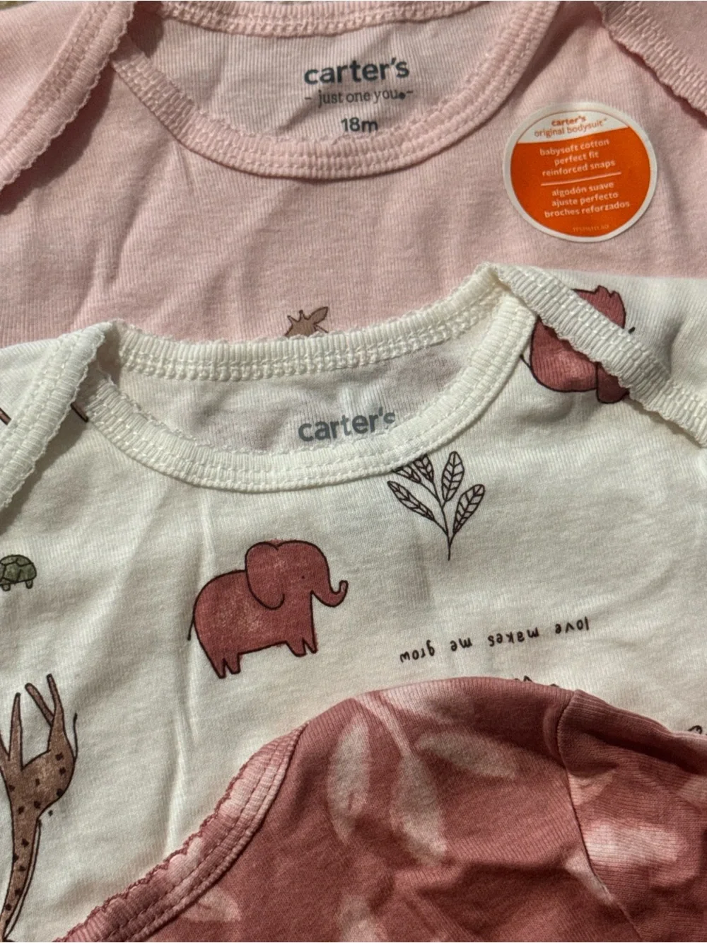 Carter's Pink, Mauve & White Long-Sleeve Baby Bodysuit 3-Pack